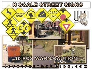 N Scale Signs Warning/Caution Pack 1.1
