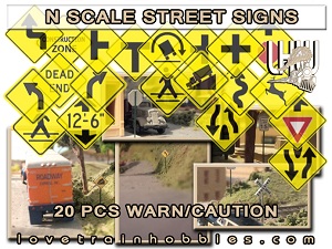 N Scale Signs Warning/Caution Pack 1
