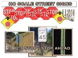 HO Scale Signs Stop Ahead Pack 1.1