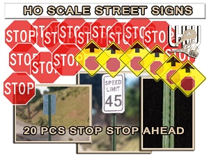 HO Scale Signs Stop Ahead Pack 1