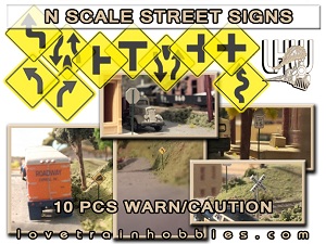 N Scale Signs Warning/Caution Pack 1.2
