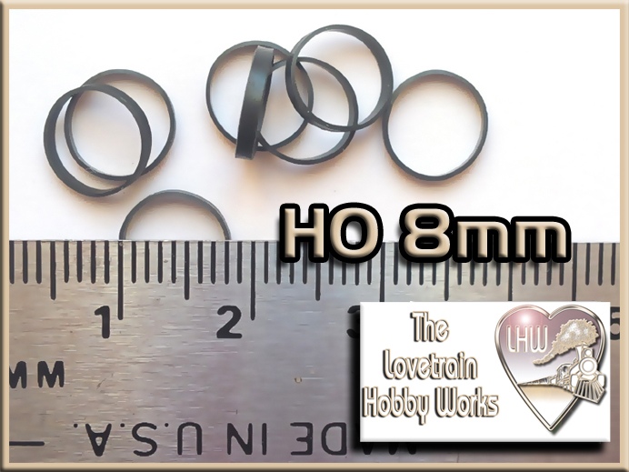 HO Scale Traction Tires narrow 8mm x 1.3mm "S" replacements. Diesel/Electric 